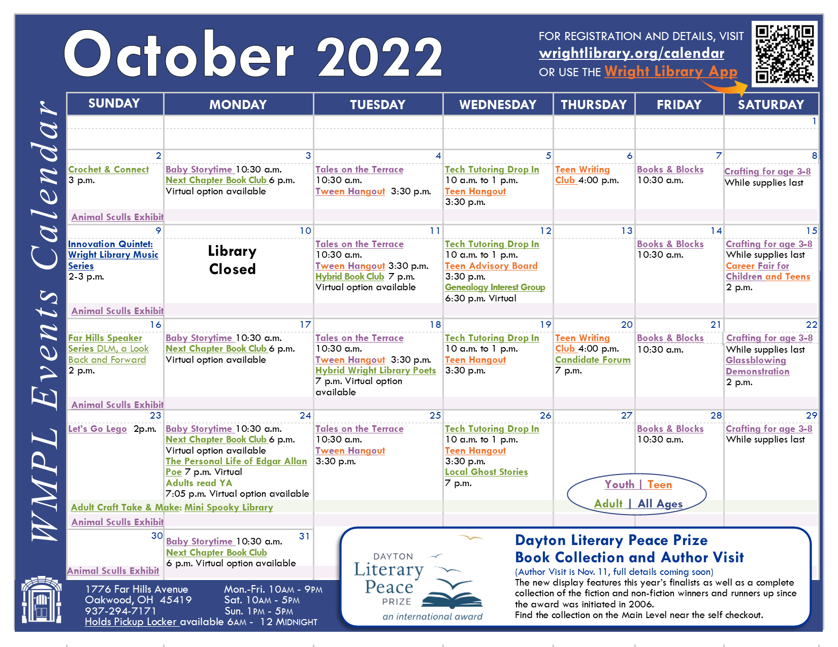 October library event calendar