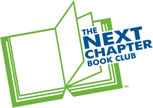 an open book with words "next chapter book club"