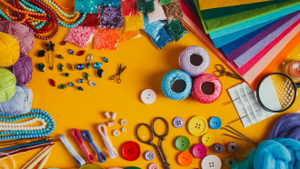 A table full of fun craft supplies