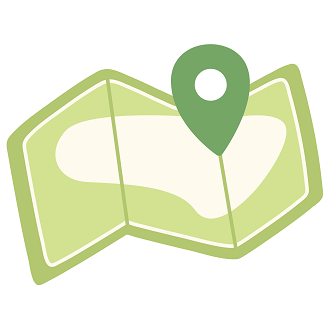 a folded map with a location marker