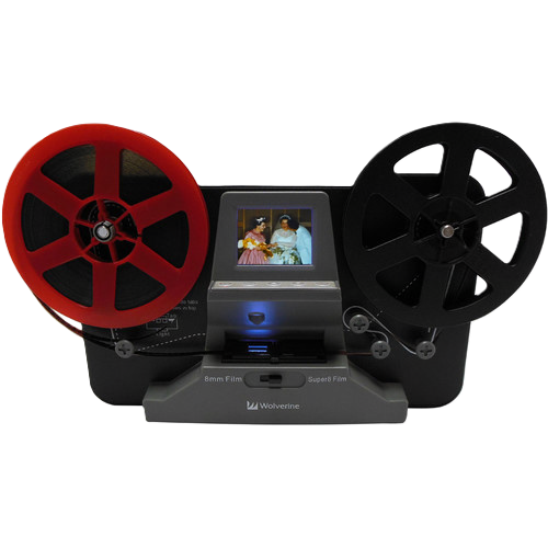 reel-to-reel film projector with digital LCD display screen