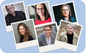 Photos of authors who spoke at Wright Library.