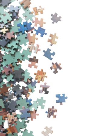 Jigsaw puzzle pieces for the Wright Library Puzzle Exchange.