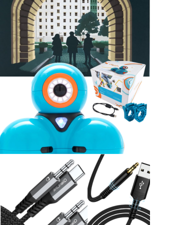 Wright Library's "Library of Things" has new board games, a Dash Robot, and a variety of AUX Plug Accessory cables.