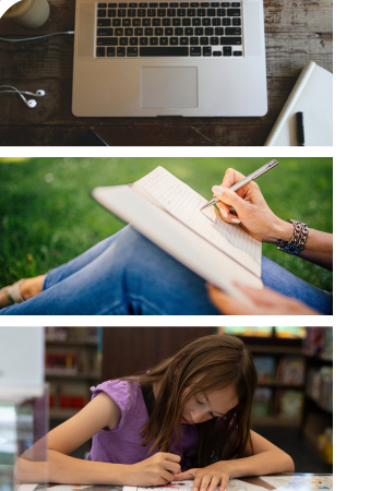 Writing inspirations: laptop, outdoors, at Wright Library