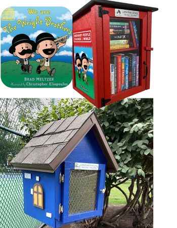 Two Little Free Libraries in Oakwood, Ohio, supported by the Wright Memorial Public Library.