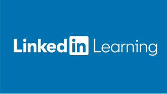 blue background Linkedin Learning logo in white