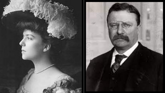 Pictures of Alice Roosevelt Longworth and her father President Theodore Roosevelt