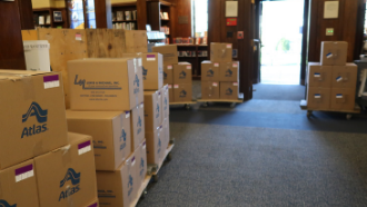 books packed for storage