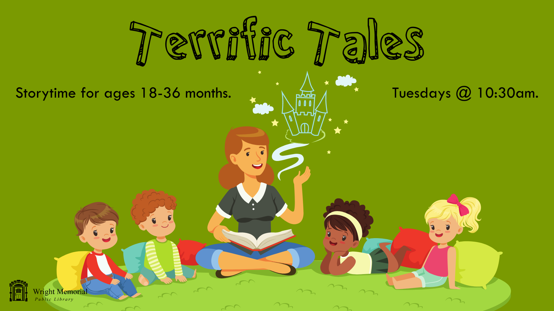 children sitting in a circle, listening to a person read them a book