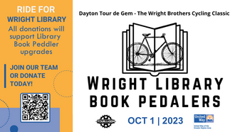 Wright Library Book Pedalers are raising money for the Wright Library Book Peddler - please join us!"