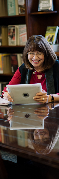 a patron uses a tablet