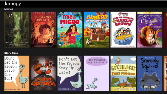 covers of kids books and video available on kanopy for kids
