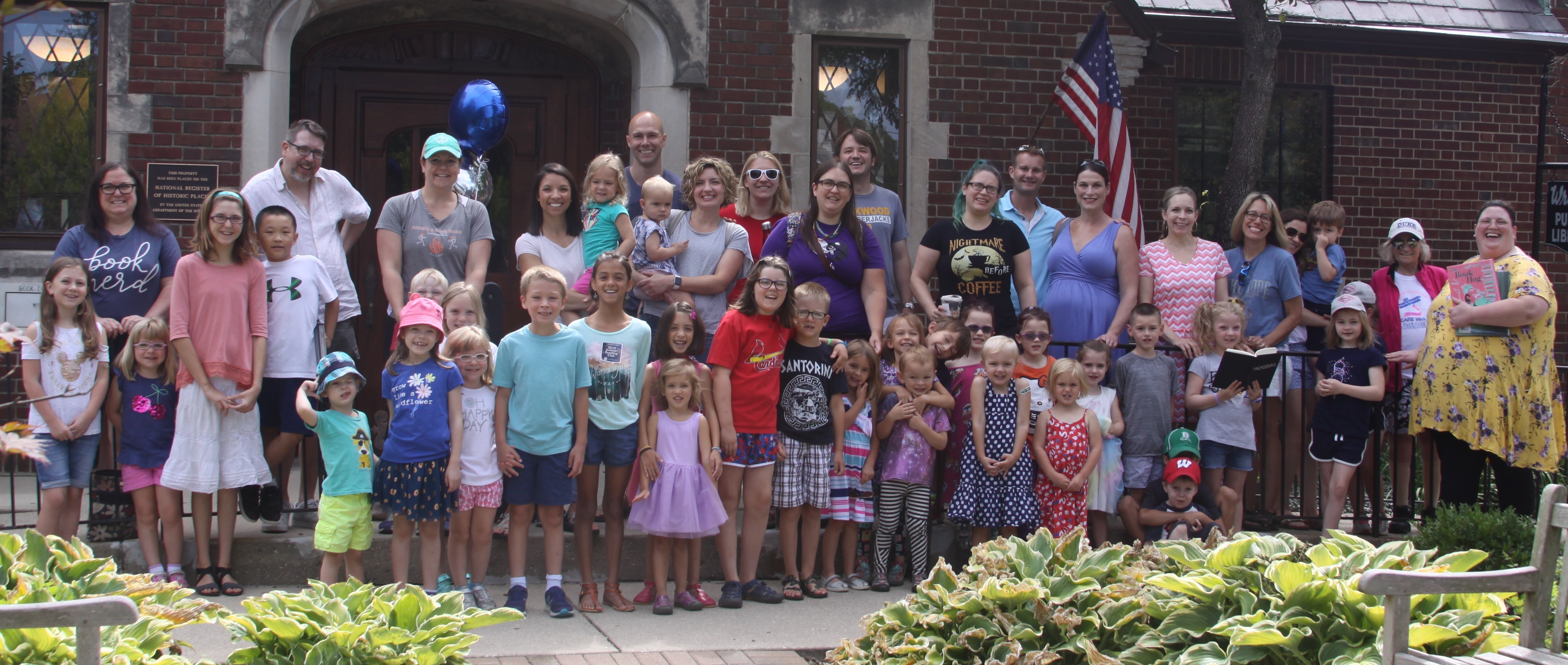 group from 2019 Summer Reading Club outside the library