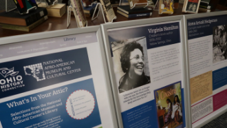 exhibit panels featuring Virginia Hamilton and Anna Arnold Hedgeman