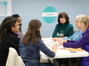 participants at the Racial Wealth Gap simulation