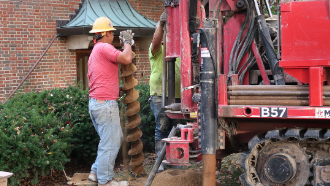 Core sampling in Oct. 2020 near the future Parkside Entrance of Wright Library