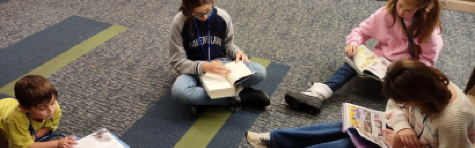 Children read at Wright Library