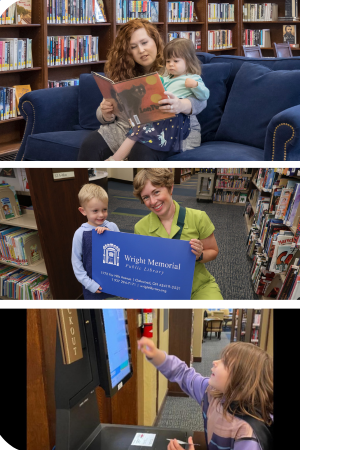 Images of patrons using their library cards.