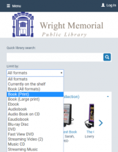 Limit by drop down with Book - Print highlighted in catalog search